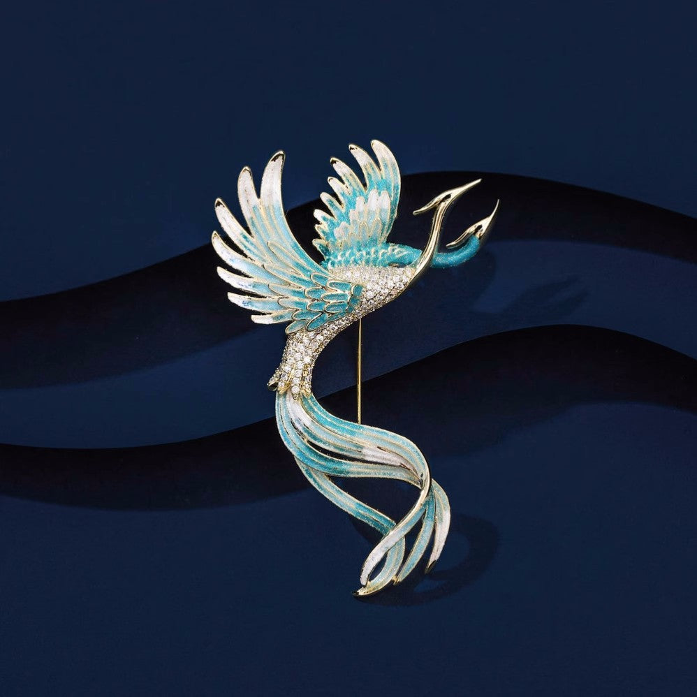 The Hand Drawn Enamel Phoenix Laiyi brooch for women