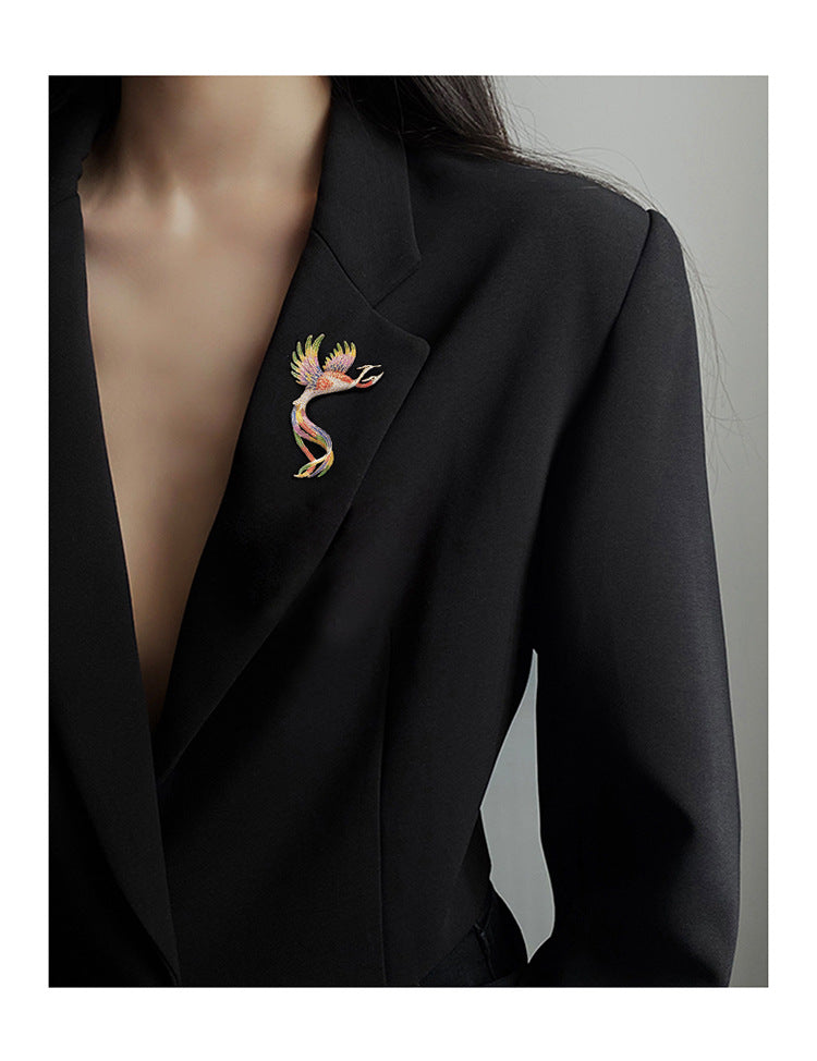 The Hand Drawn Enamel Phoenix Laiyi brooch for women