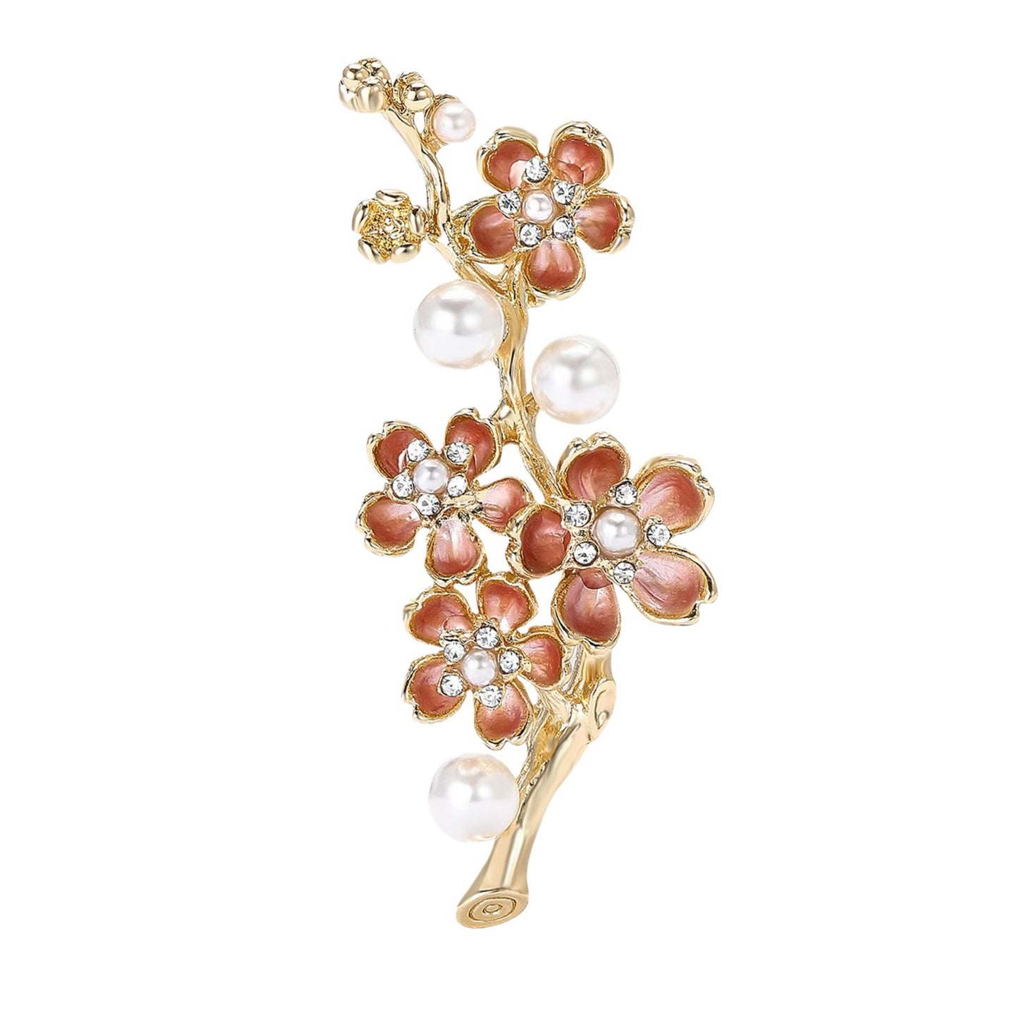 The Hand Drawn Enamel Exquisite pink wintersweet flower brooch for women