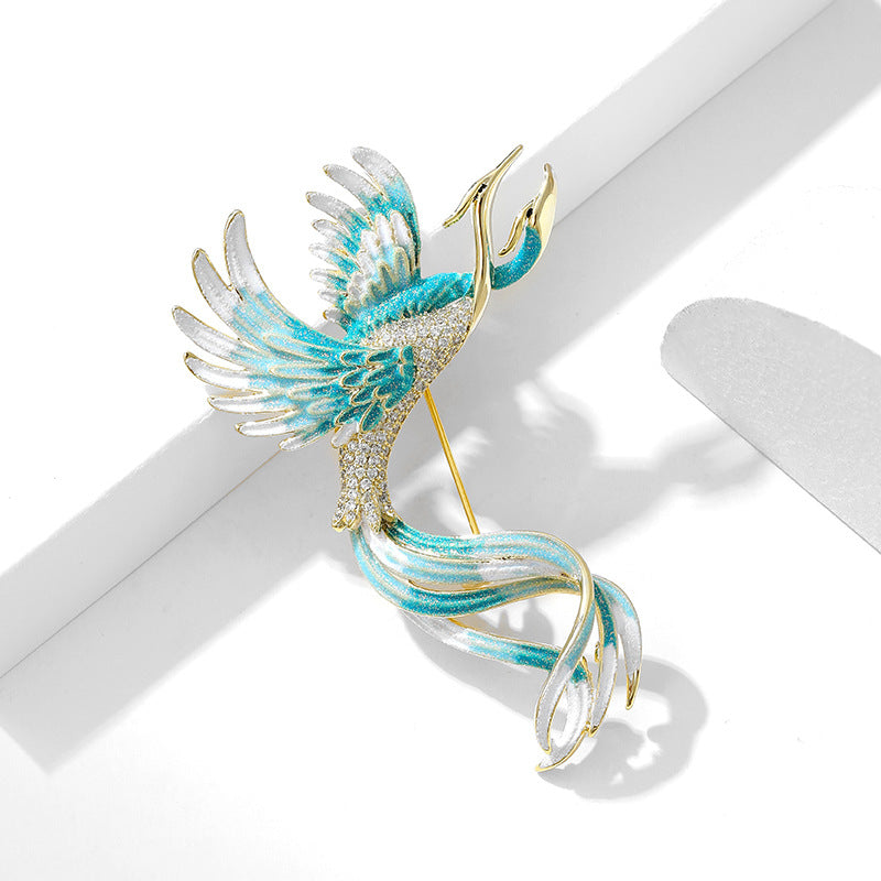 The Hand Drawn Enamel Phoenix Laiyi brooch for women