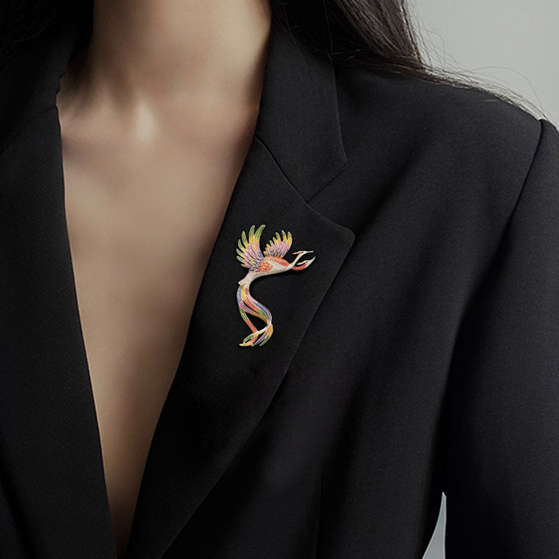 The Hand Drawn Enamel Phoenix Laiyi brooch for women