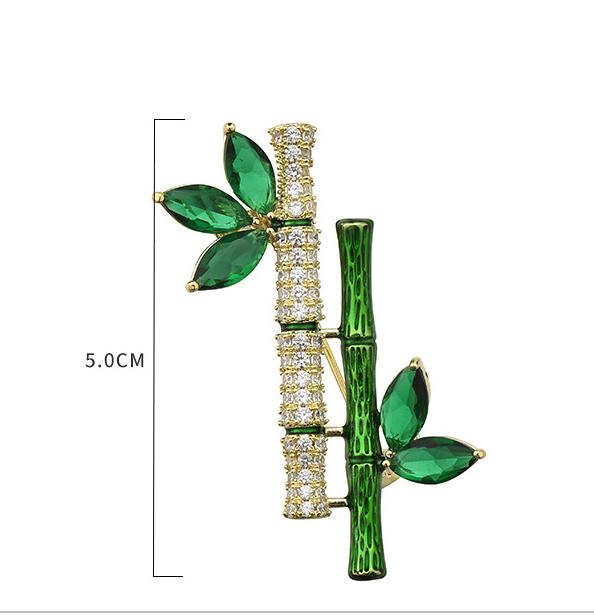 The New Chinese style high-end emerald crystal bamboo knot brooch for women