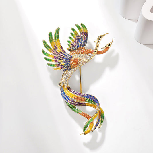 The Hand Drawn Enamel Phoenix Laiyi brooch for women