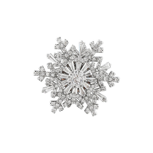 The High-end luxury rotating zircon snowflake brooch for women