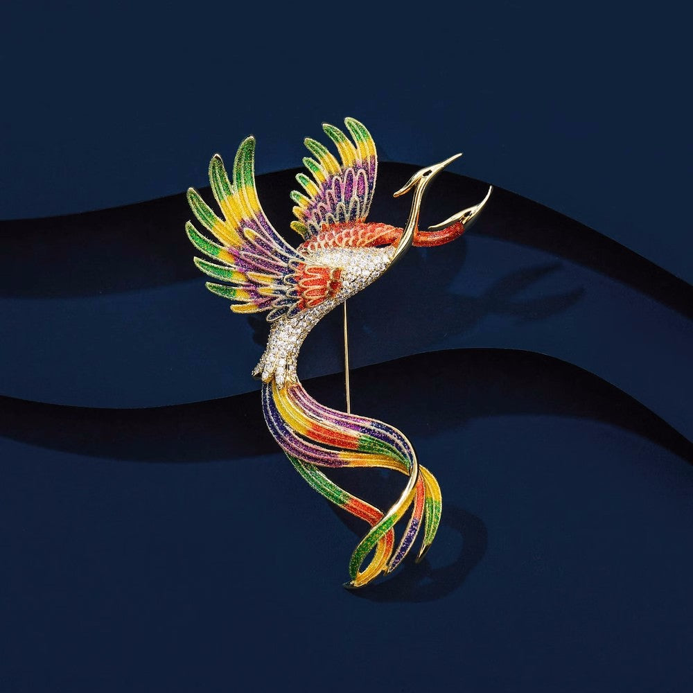 The Hand Drawn Enamel Phoenix Laiyi brooch for women